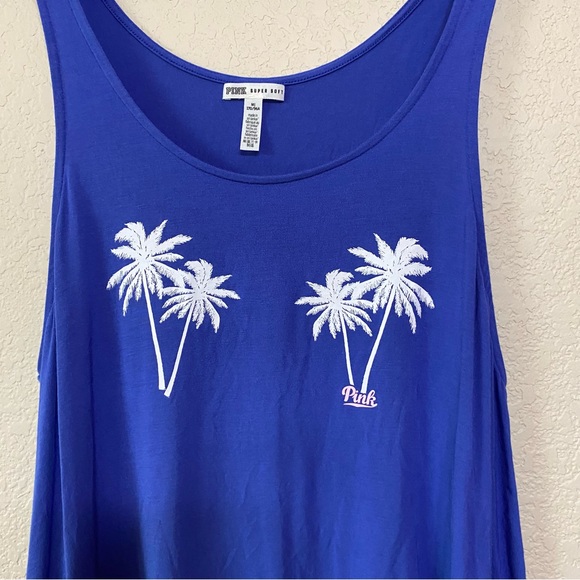 4/$24 PINK Victoria Secret Royal Blue Palm Tree Tank Size Medium - Picture 3 of 6